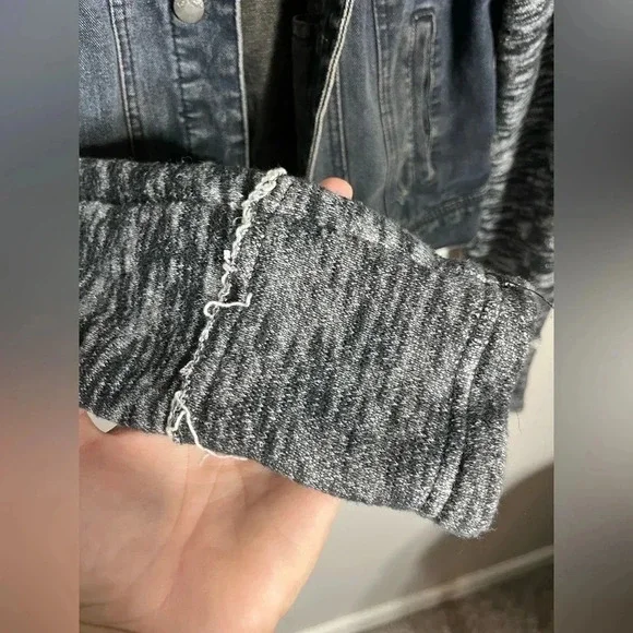 Free People‎ Knit Hooded Denim Jacket - Picture 5 of 6